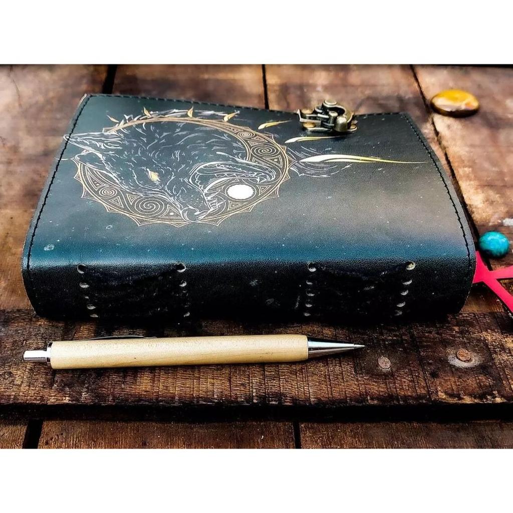 Wolf Handmade Leather Bound Journal Writing Notebook Diary Notepads