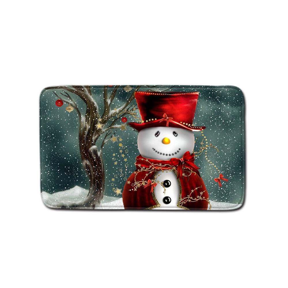 Christmas Home Shower Curtain Polyester Cloth Four-Piece Toilet Floor Mat Bathroom Non-Slip Door Mat Bedroom Carpet