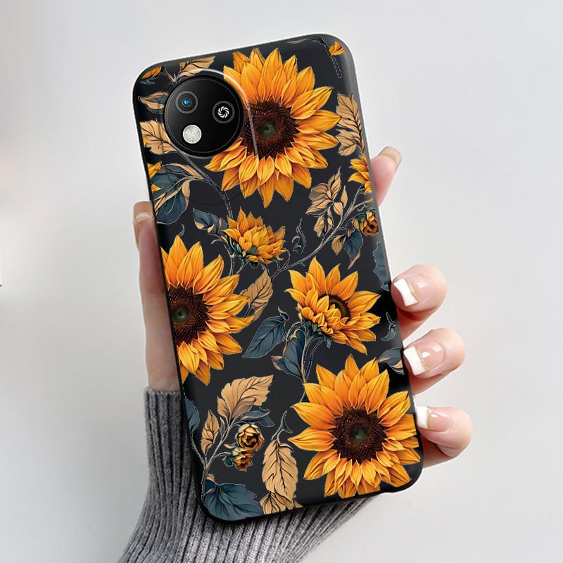 Для ZTE Blade A35 Lite/A35 Core Желейный Мягкий Черный Чехол Романтический Пейзаж Пальма Полевой Цветок Подсолнух Чехол