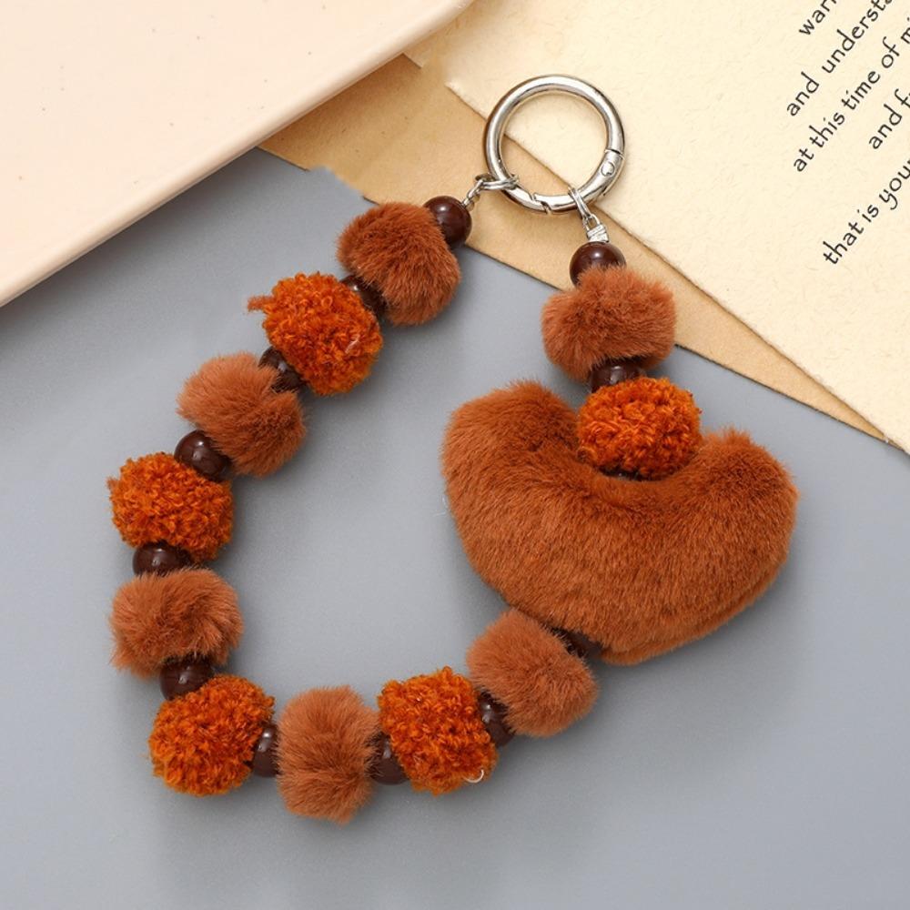 Цветной шнурок для мобильного телефона, мягкий браслет с бисером в форме сердца, подвесные украшения