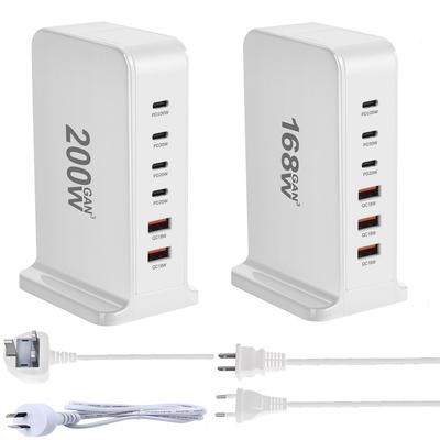 200 Вт 168 Вт настольное зарядное устройство GaN Quick PD 6 портов USB Type C США ЕС Австралия Великобритания адаптер для мобильного телефона ноутбука ПК док-станция для зарядки