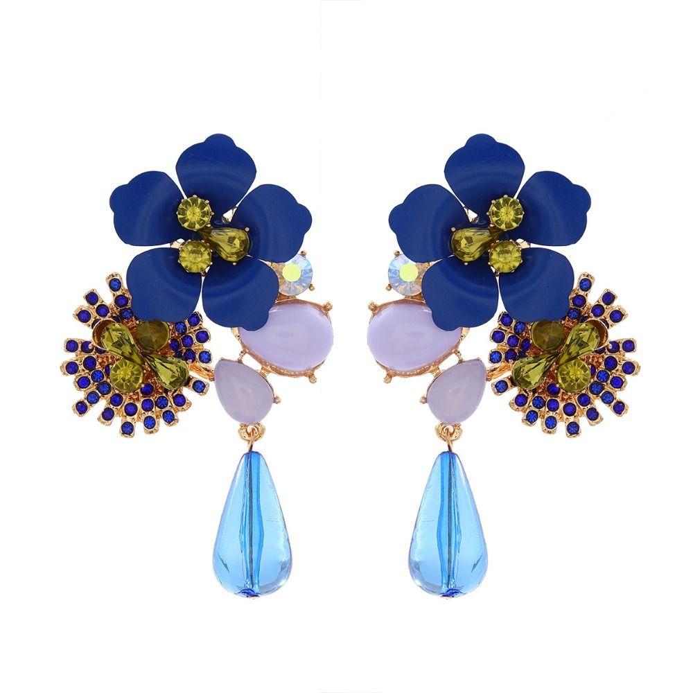 Bohemia Resin Flower Earrings Vintage Women Earrings Water Droplet Long Earrings  Jewelry Gifts