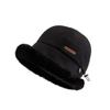 Autumn and winter new plush bucket hat women's plush thickened Internet celebrity knitted warm hat small face versatile Mongolian hat