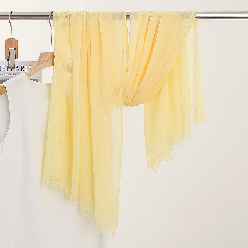 Однотонный тонкий шарф Женская солнцезащитная шаль Однотонный простой Имитация хлопка и льна Шелковый шарф Пряжа высокого класса