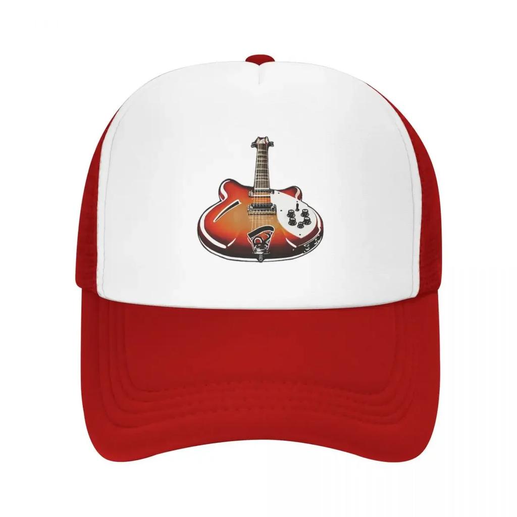 Rickenbacker 360 12 Sixties Electric Guitar Art Sunburst Pop Art Cap Mesh Baseball Caps Adjustable Hat Hip Hop Baseball Hats