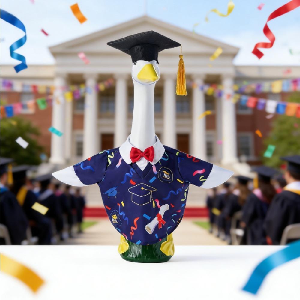 The Porch Decoration Goose Graduation Robe and Hat Set Is Perfect for Celebrating Graduation, Parties, and Garden Displays