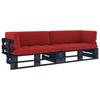 Day and Night - Day and Night 2-seater Pallet Sofa with Black Impregnated Pine Wood Cushions