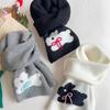 Sweet Cool Rabbit Handmade Bow Winter Warm Scarf Women'S Knitted Wool Imitation Cashmere Scarf Solid Color Cartoon