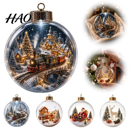 Reusable Holiday Hanging Ornaments Light Up Christmas Scene Ball Ornament with Warm LED Glowing Story for Indoor Festive Night Lights Tree Decor