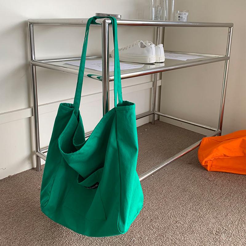 Summer Large Capacity Tote Bag Female Candy Color Canvas Shoulder Bag Travel Handbags Shopping Girls Pouch Tote MIT