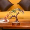 Seven Chakra Crystal Tree – Handmade Feng Shui Bonsai Tree with Natural Gemstones on Wooden Base – Decorative