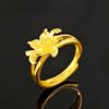Sand Gold High Imitation Gold Flower Blooming Wealthy Open Ring Fashion Gold Flower Ring Gold-plated Jewelry