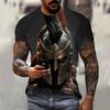 Винтажные футболки для мужчин с рисунком спартанцев 3D-печать с коротким рукавом Летняя мода Оверсайз футболка Мужская повседневная одежда Топы