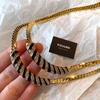 Vintage High-End Zircon-Inlaid Geometric Snake Bone Choker Necklace