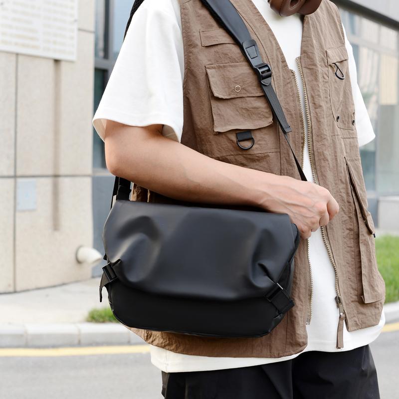 Men's Fashion Waterproof Crossbody Shoulder Bag Lightweight Large Capacity Casual PU Messenger Bag