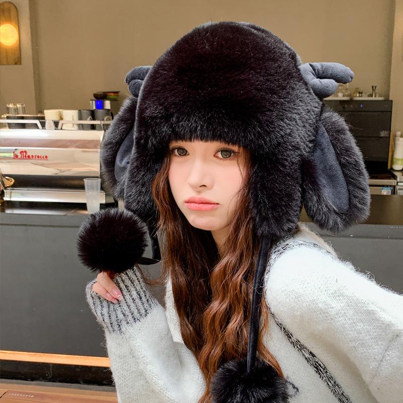 Милая плюшевая шапка с рогами оленя, женская зимняя теплая и холодная защитная шапка для ушей, японская милая студенческая шапка Lei Feng, толстая