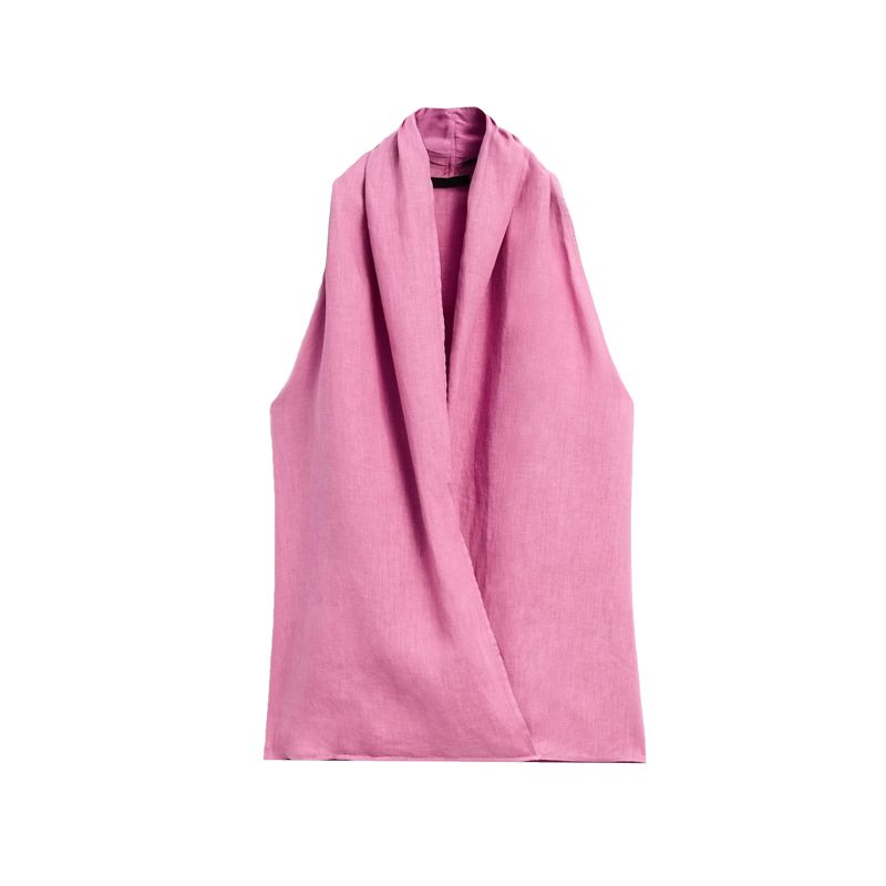 MD Summer Women's Clothing French Style Normcore Elegance Cross Hanging Collar Spaghetti Straps Sleeveless Shirt Tops 5131640