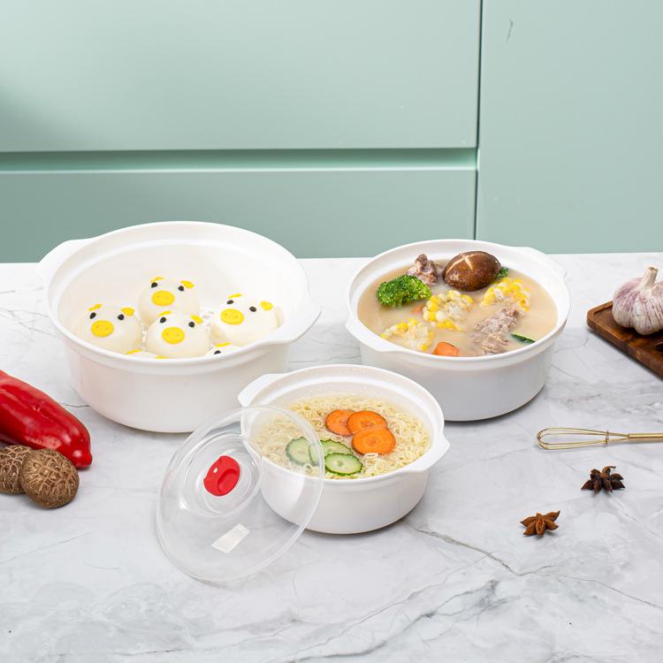 Plastic Soup Bowl with Lid - Microwaveable, Food-Grade, Fresh-Keeping Lunch Container