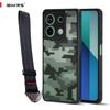(Comes with Wrist Strap)ibmrs for Xiaomi Redmi Note 13 4G Anti-Fingerprint Camo Case ,matte Clear Transparent Phone Protective Case