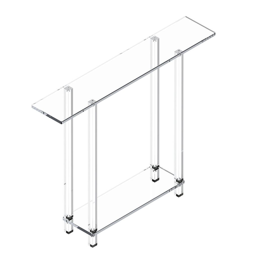VEVOR Acrylic Console Table, 2 Tiers Narrow Side Desk with Bottom Open Storage, Modern Rectangle Acrylic End Table, Transparent Entry Desk for Foyer