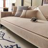 Cotton Linen or Plush Sofa Cover Four Seasons Universal Sofa Pad Solid Color Sofa Mat for Living Room Anti-Slip Couch Cushion