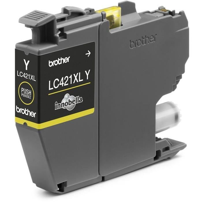 Cartouche D'encre LC421XLY - BROTHER - Jaune Haute Capacité De 500 Pages - Pour DCP-J1050DW, MFC-J1010DW Et DCP-J1140DW