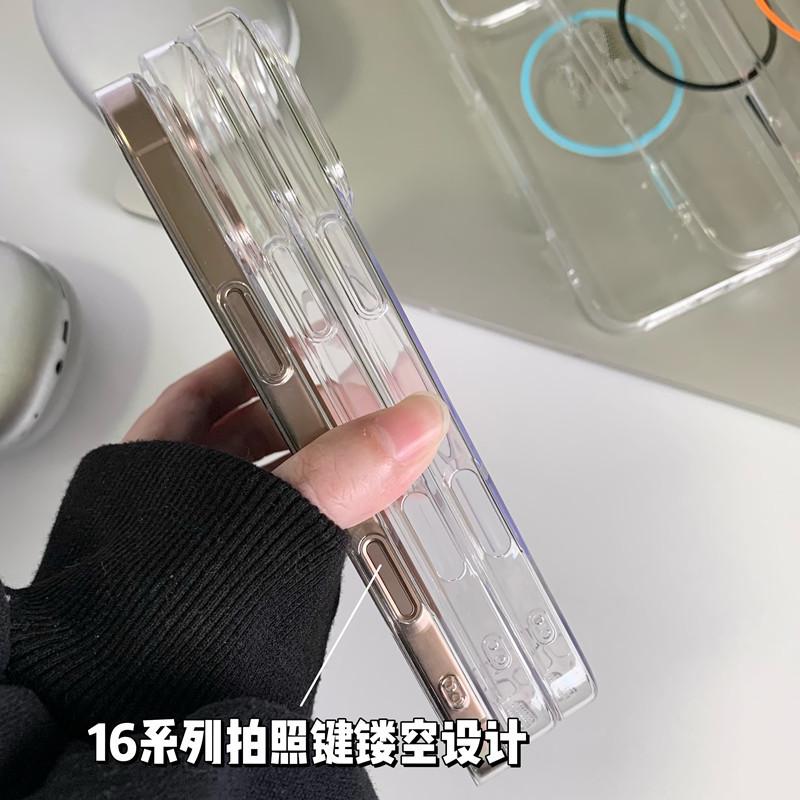 Креативное тонкое кольцо с магнитной фиксацией подходит для iPhone16promax, прозрачный чехол для мобильного телефона, Apple 15, полностью закрывающий PC, противоударный чехол.