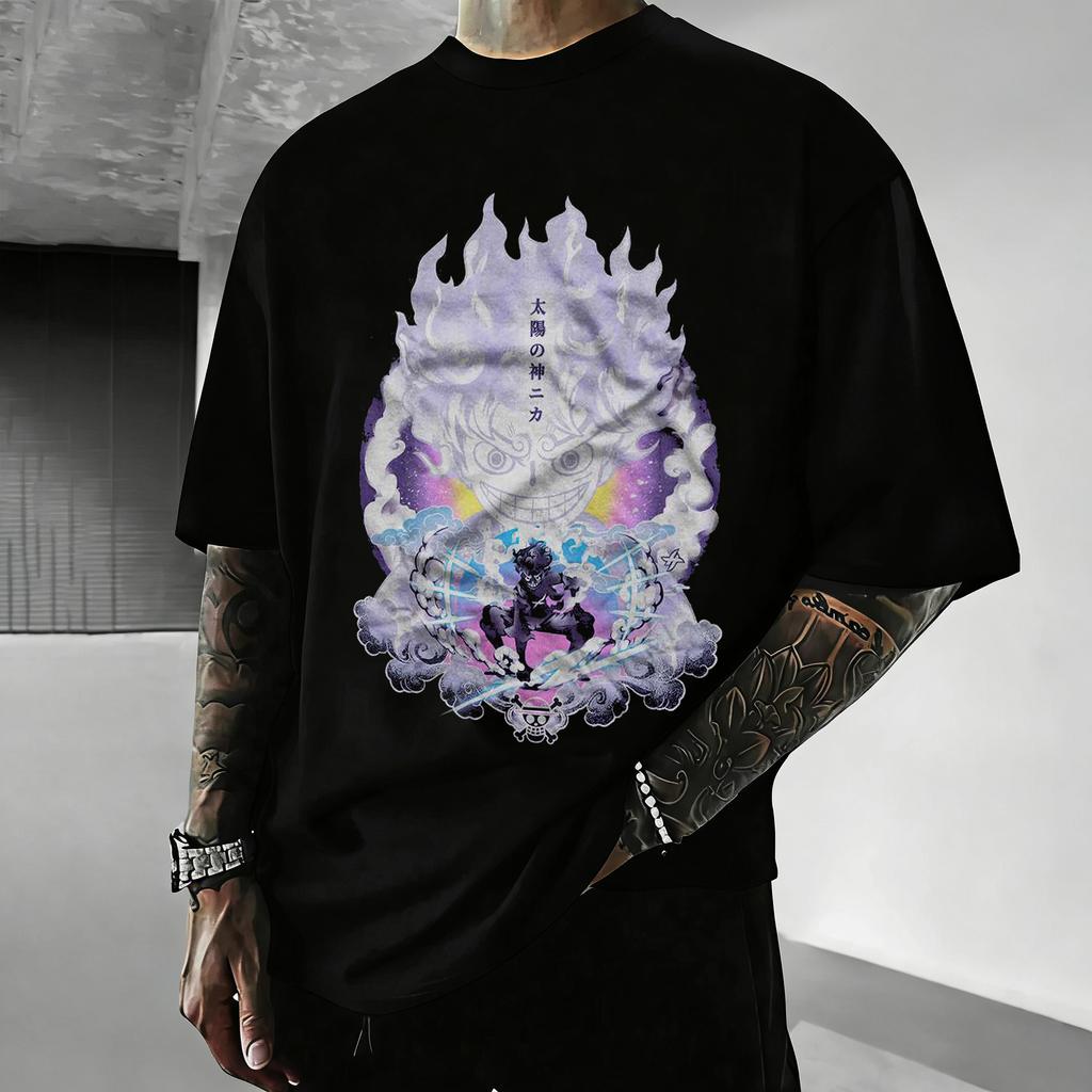 One Piece Anime Luffy Gear5 Print T Shirt Unisex Unisex Cotton Short Sleeve Summer Y2k Graphic Tee Casual Streetwear Oversized Tops
