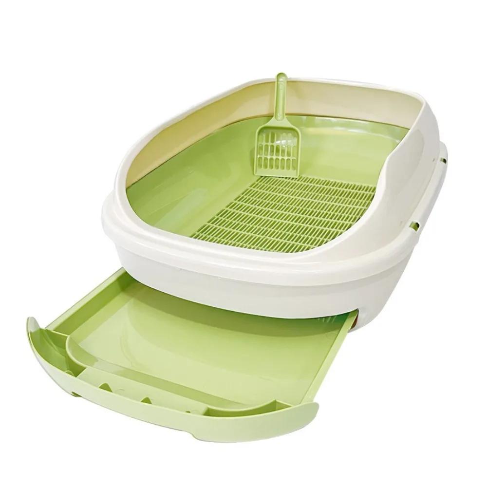 Новый полузакрытый сетчатый ящик Двойной лоток для кошачьего туалета Легко чистить Очень большой Защита от брызг для соснового наполнителя Товары для питомцев