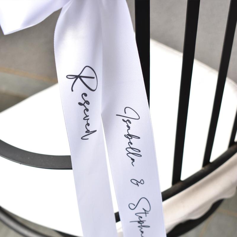 5 шт. Персонализированные бирки на стулья для свадьбы Белые ленты-бирки Резервные ленты для прохода на церемонию или банкетный стол Подарок для подружки невесты