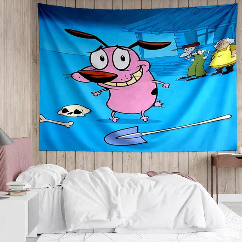 Courage the Cowardly Dog Tapestry for Bedroom Aesthetic Classroom Tapestries Wall Hanging for Living Room Dorm Office,Ideal Creative Gift