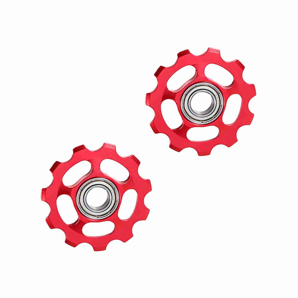 2 шт. алюминиевый 11T ролик заднего переключателя передач для велосипеда(красный)