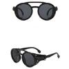 Leather Side Retro Round Glasses Anti Wind Vintage Goggles Classic Steampunk Sunglasses  Outdoors