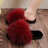 Модные тапочки для женщин шлепанцы длинные плюшевые плоские на низком каблуке обувь женская с открытым носком однотонные теплые меховые женские тапочки большого размера