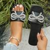 Fashion 2025 Shoes for Women Open Toe Women's Slippers Plus Size Daily Slippers Women String Bead Bow Tie Square Toe Flat with Sandals