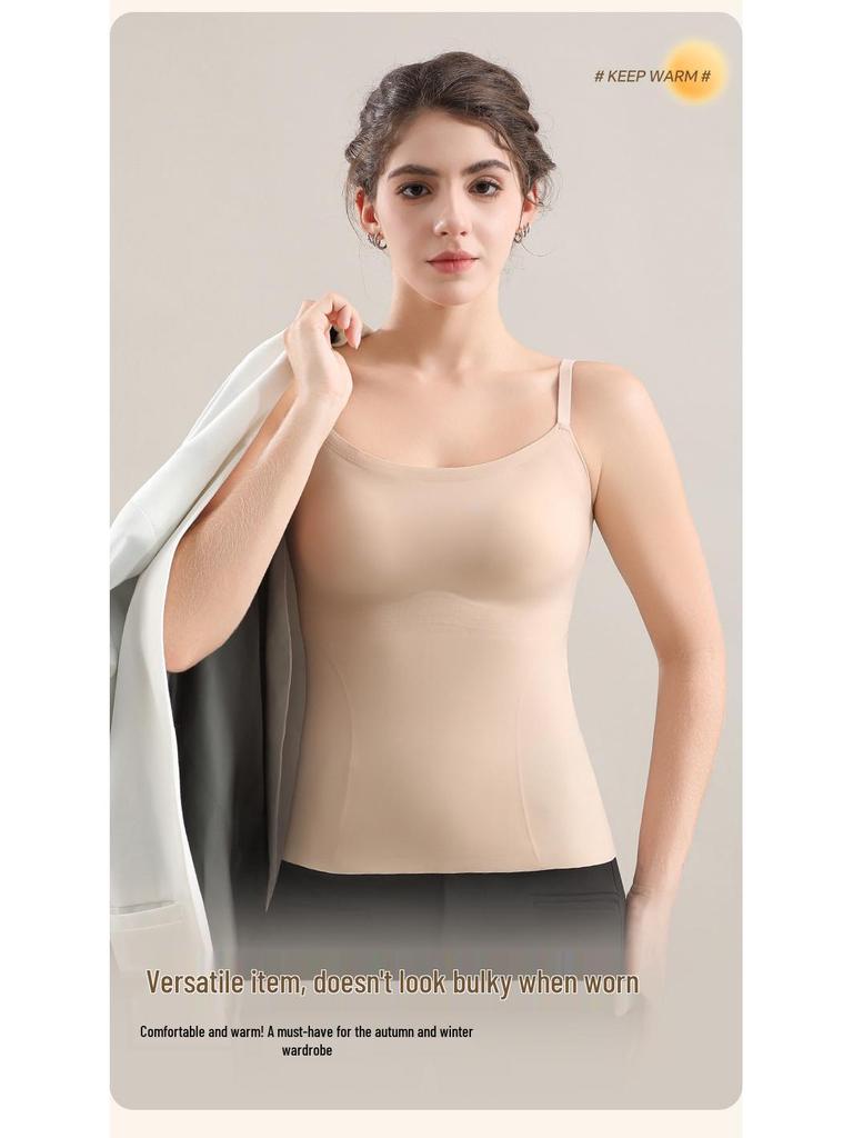 Женский базовый слой L3 из шерсти и шелка, фланелевый, с чашечками и покрытием