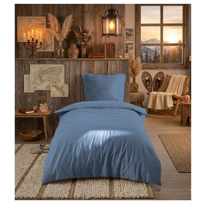 Parure de lit 140 x 200 cm Cocon bleu