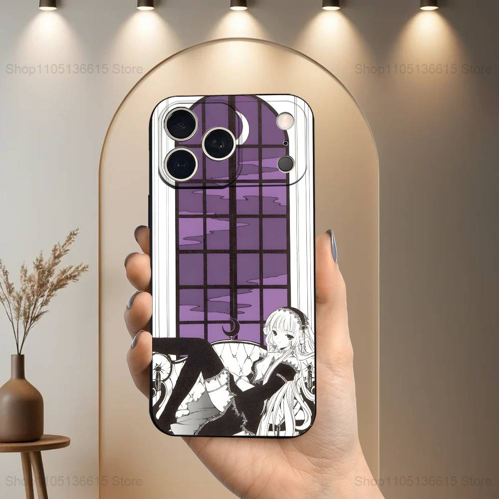 Милый чехол с комиксами C-Chobits для iPhone 17,16,15,14,13,12,11 Air,Plus,Pro Max,XS,X,XR,SE,Mini,8,7, Мягкий силиконовый черный чехол