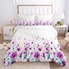 Floral Leaves Bedding Set Microfiber Butterfly Duvet Cover Lotus Flowers Comforter Cover Full King For Kids Adults Bedroom Decor