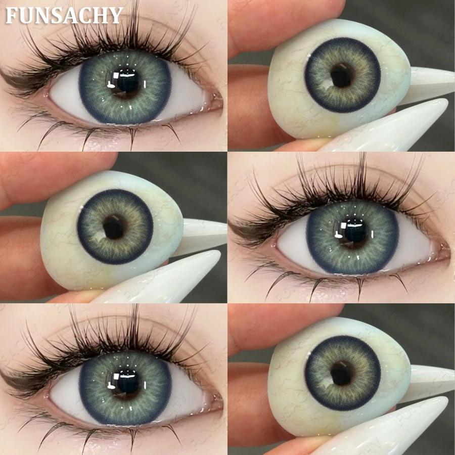 FUNSACHY 1 пара натуральных линз корейского стиля цветные контактные линзы синие линзы коричневые туманные перламутровые цветные линзы высококачественные мягкие линзы