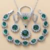 Серьги-подвески с синим сапфиром, ожерелье и кольцо, женский комплект