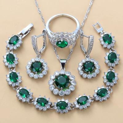 Серьги-подвески с синим сапфиром, ожерелье и кольцо, женский комплект