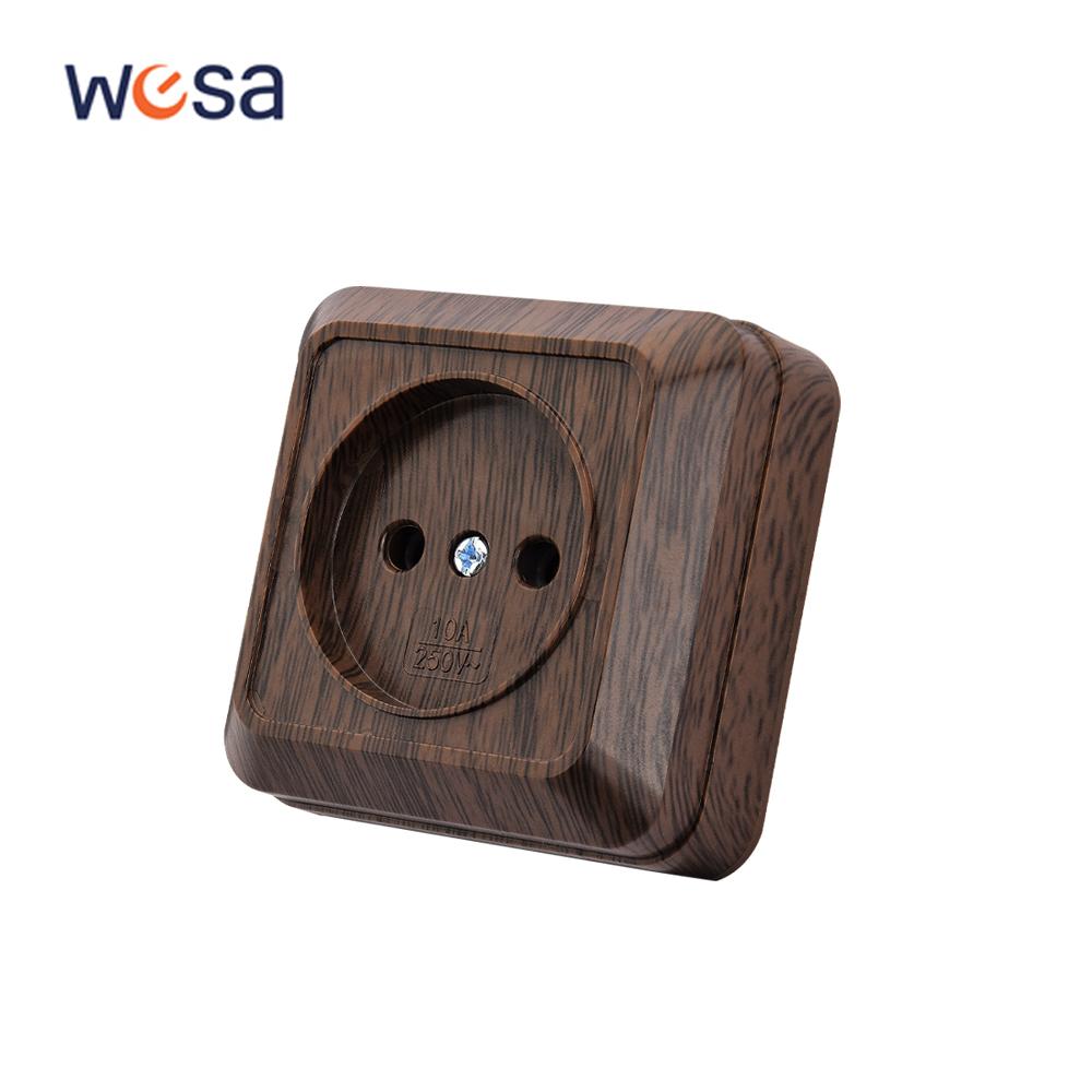 WESA Wood Wall Surface Button Light Switch EU Spray Paint Plastic Outdoor 2 Gang 1 Way Wall Exterior Rocker On / Off Switch