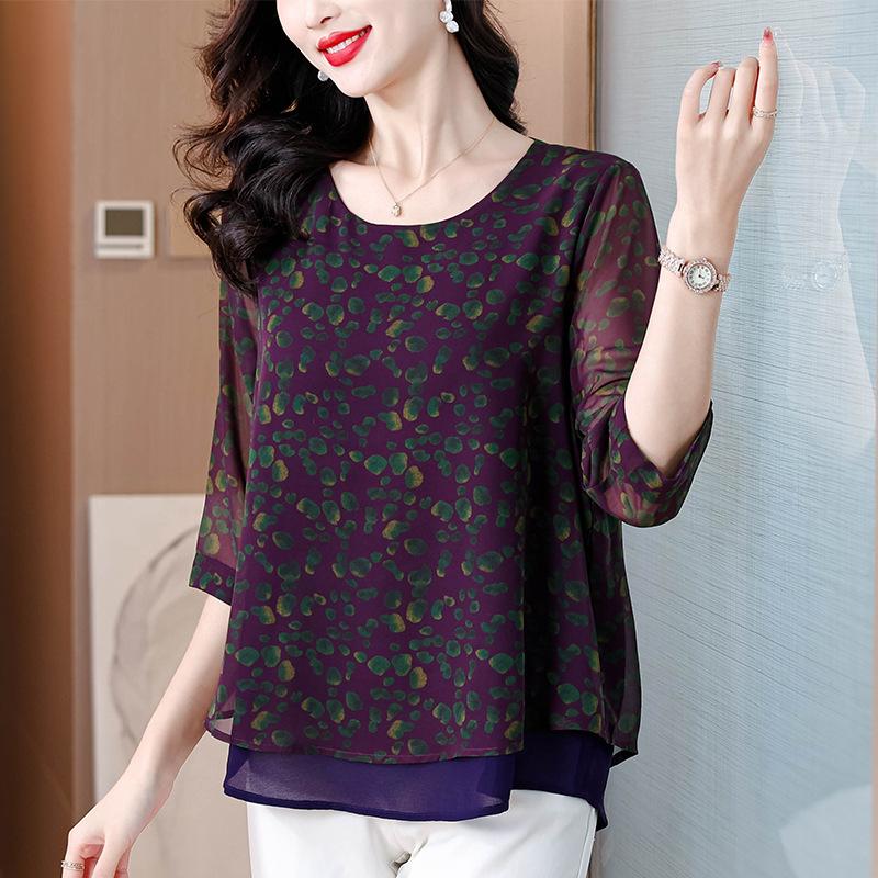 Весенняя рубашка в стиле иностранного стиля с рукавами семь четвертей для молодых мам, свободный топ, закрывающий живот