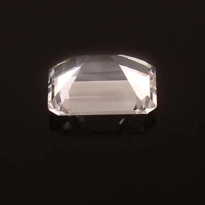 Natural 22.07 Ct White Sapphire Loose Emerald Cut Certified Flawless Gemstone