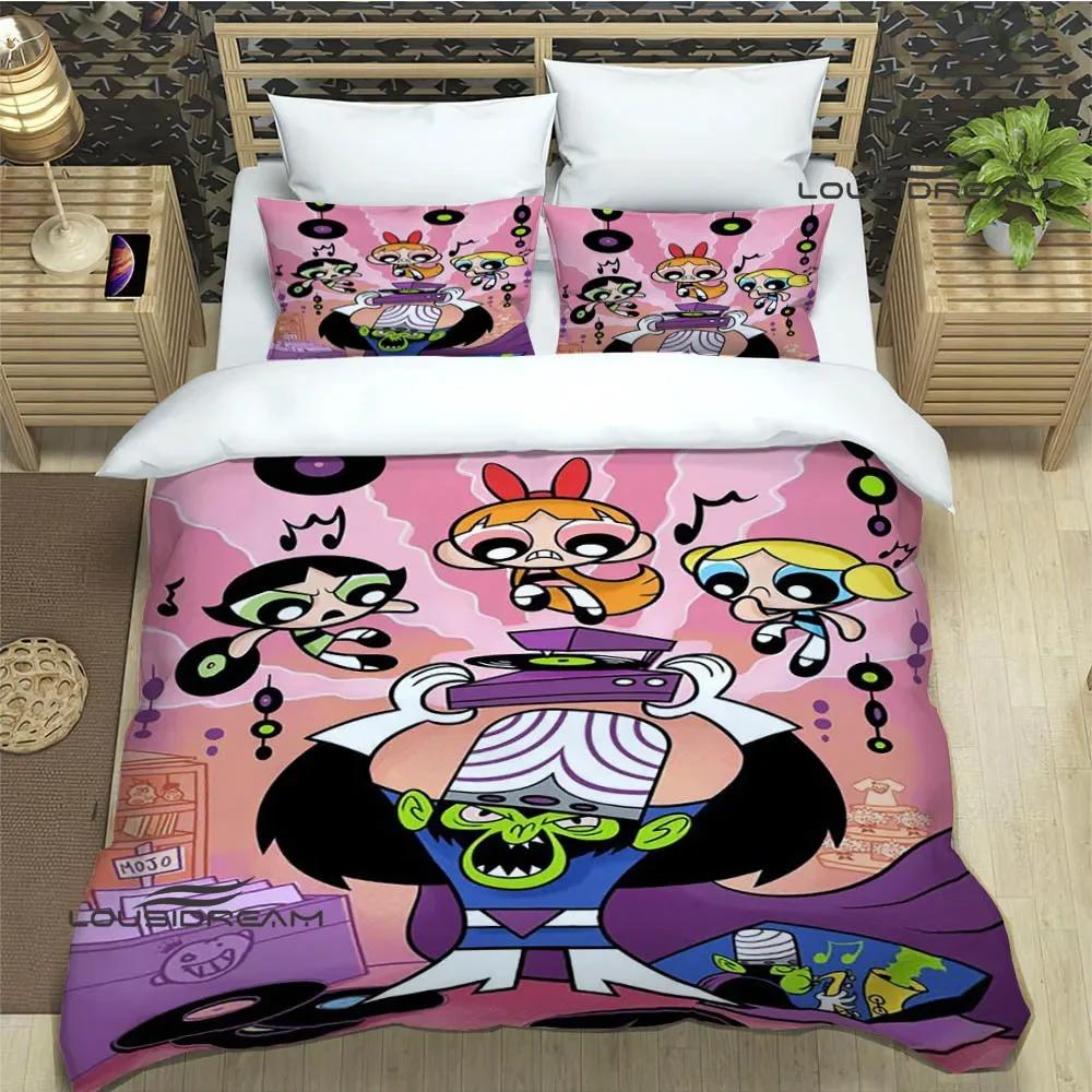 3D Мультяшные комплекты постельного белья P-Powerpuff-Girls изысканный набор постельных принадлежностей пододеяльник набор одеяло комплект постельного белья роскошный подарок на день рождения