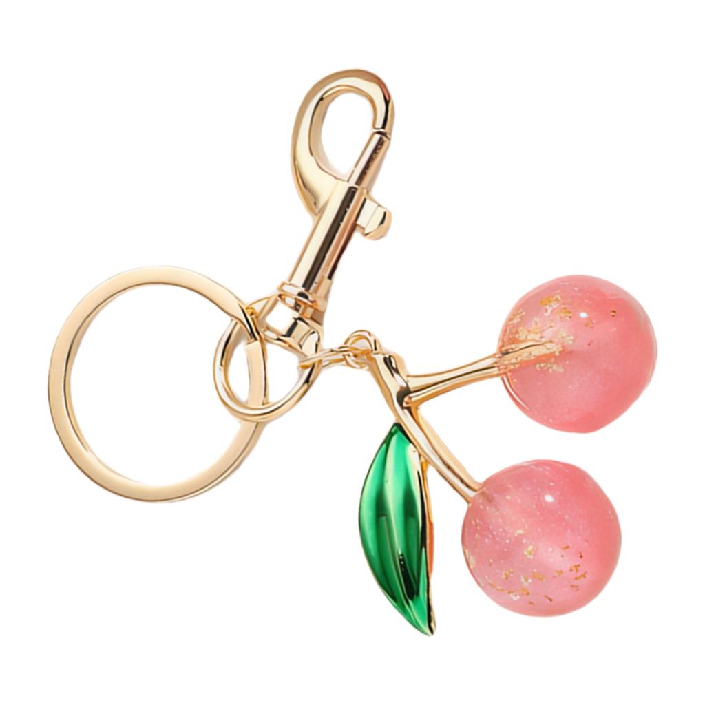 Sparkling 3D Cherry Charm Keychain Accessory Fashionable Fruit Shape Key Rings Portable Bag Decoration for Women