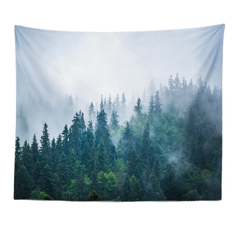 Украшение дома уединенный лесной гобелен, подвесная ткань, знаменитый горный пейзаж, настоящий фоновый тканевый гобелен