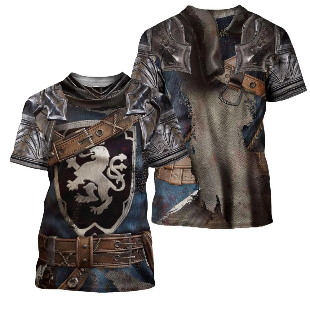 Tshirts Knight Medieval Armor 3D Print T Shirt Kids Round Neck Summer Fashion T-shirt Boy Girl Unisex Hip Hop Loose clothing