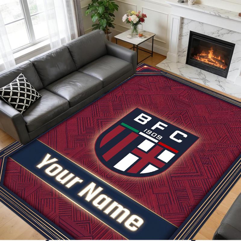 Crystal Velvet Rug Custom Name Text, Soft Non Slip Floor Mat Home DecorBologna FC